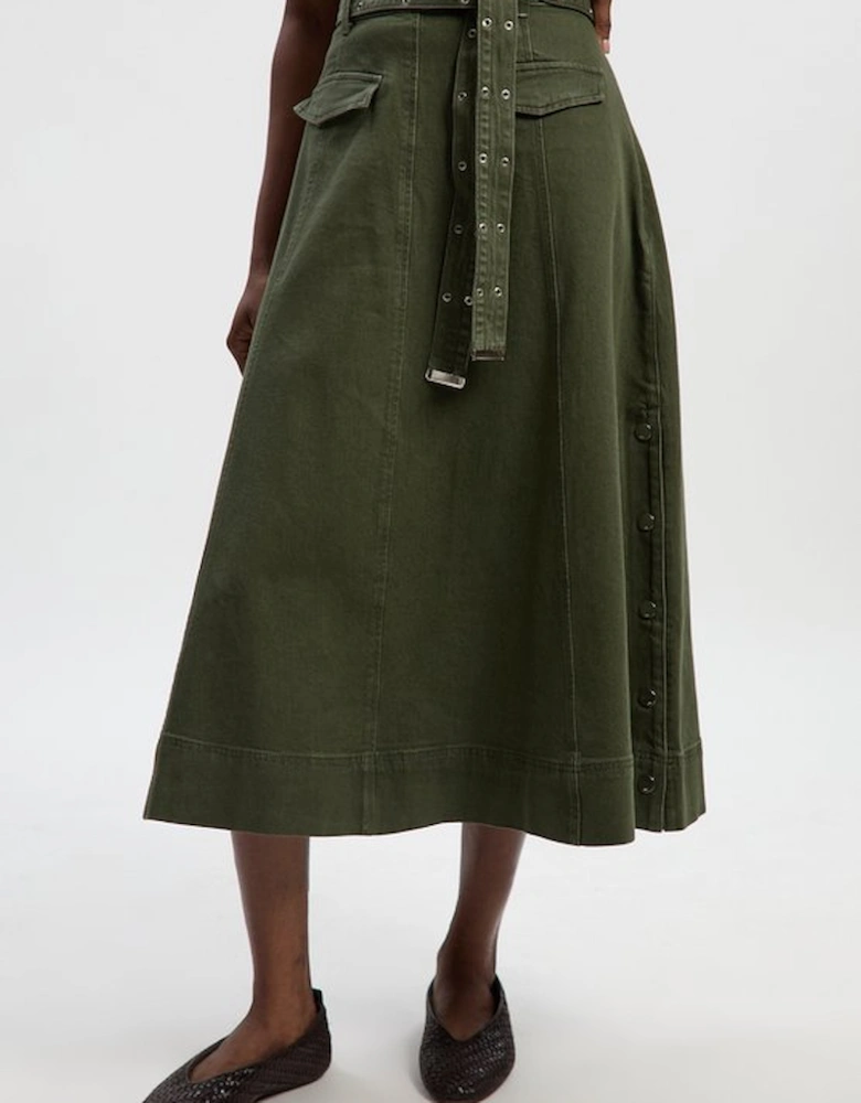 Denim Belted Full Skirt