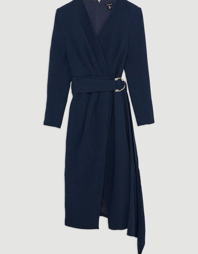 Compact Stretch Viscose Drape Waist Midi Dress