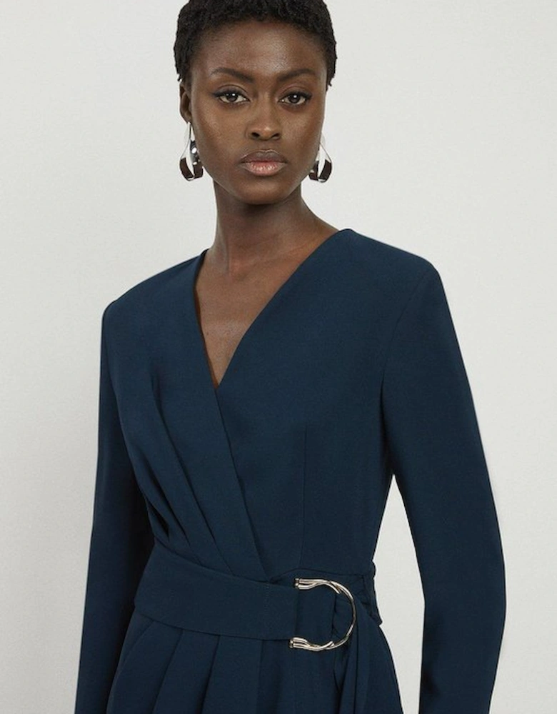 Compact Stretch Viscose Drape Waist Midi Dress