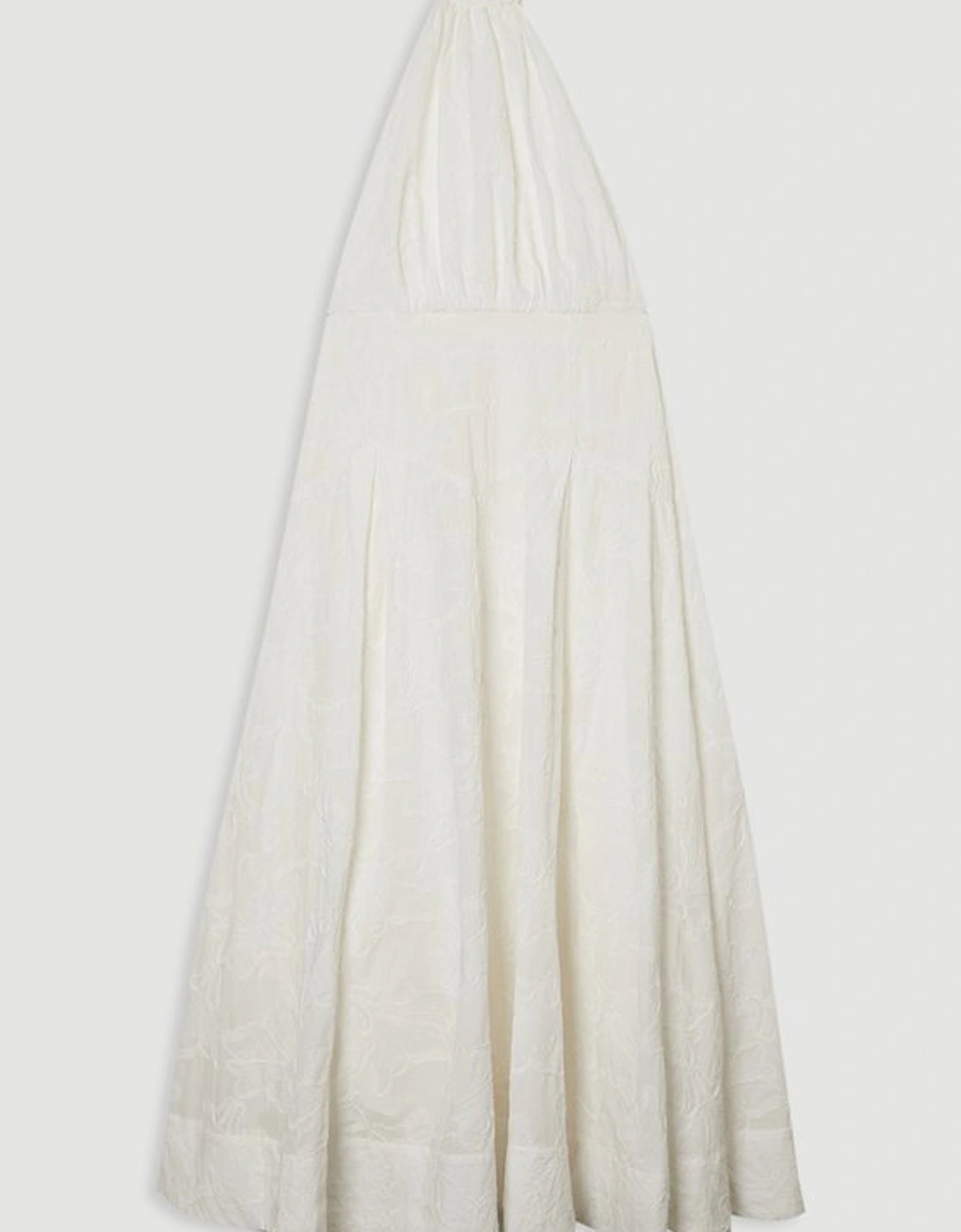 Cotton Broderie Strappy Halter Neck Woven Maxi Dress