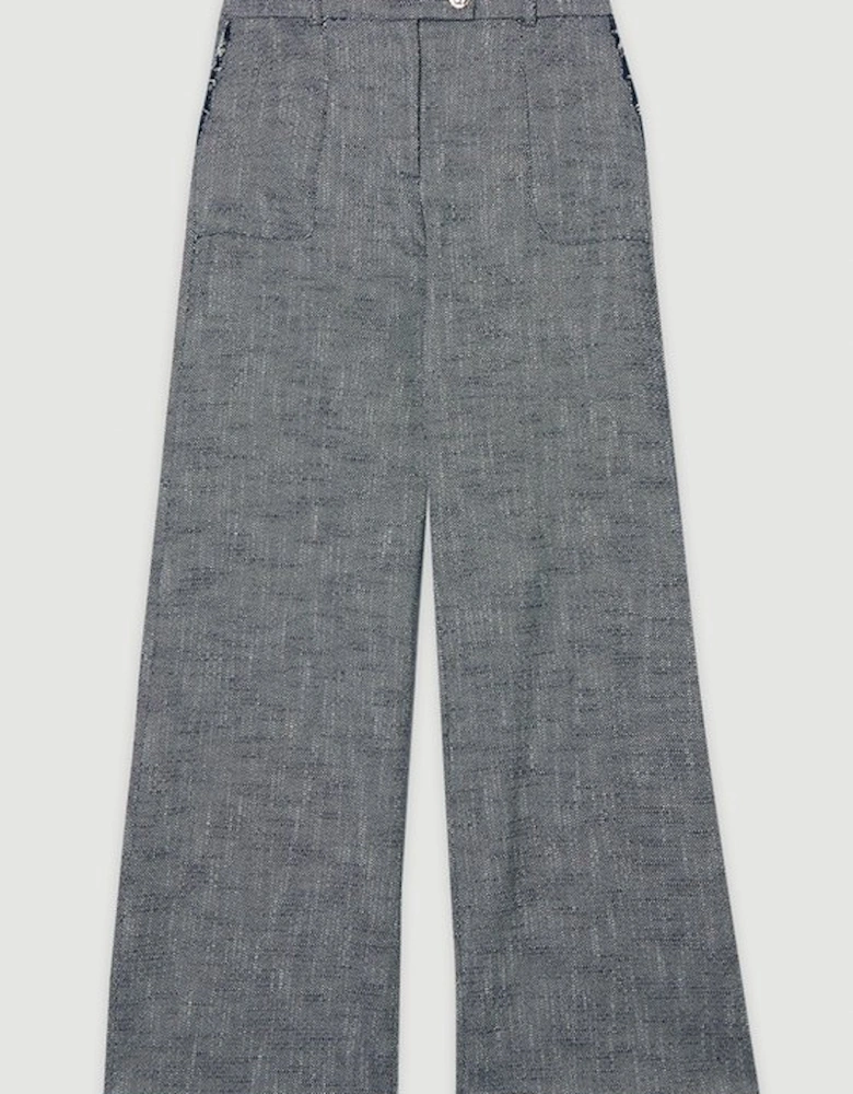 Spring Tweed Tailored Straight Leg Trousers