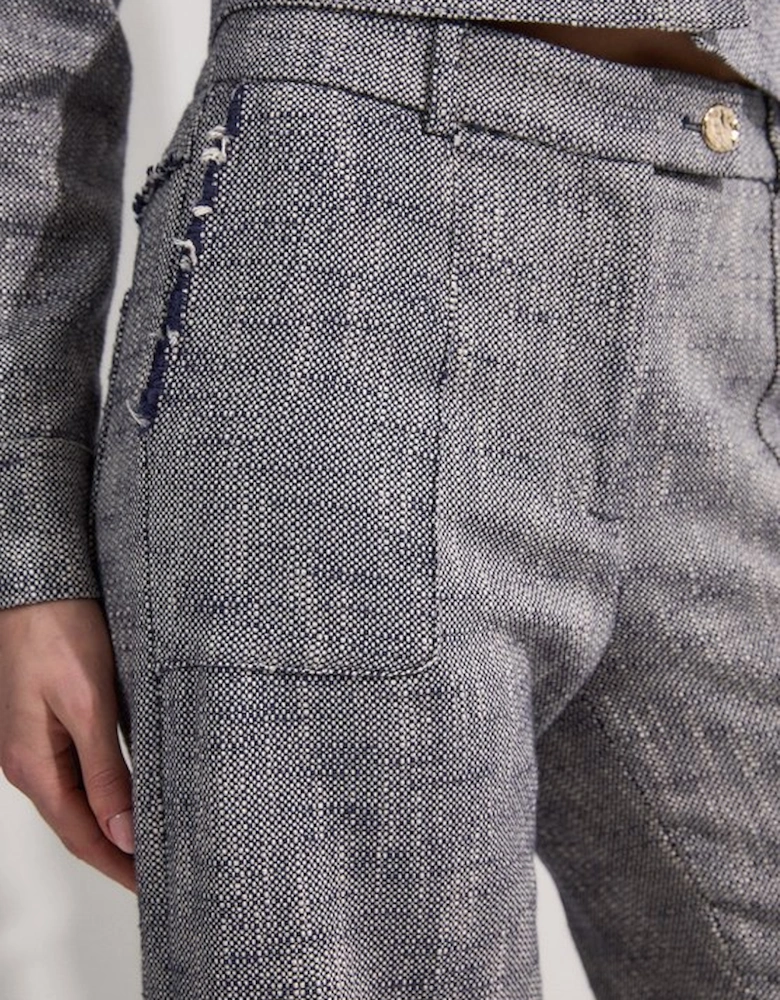 Spring Tweed Tailored Straight Leg Trousers