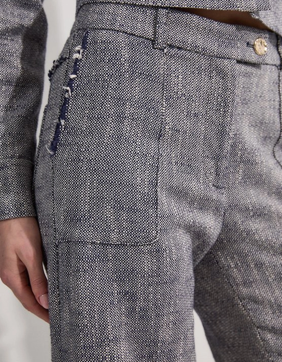 Spring Tweed Tailored Straight Leg Trousers