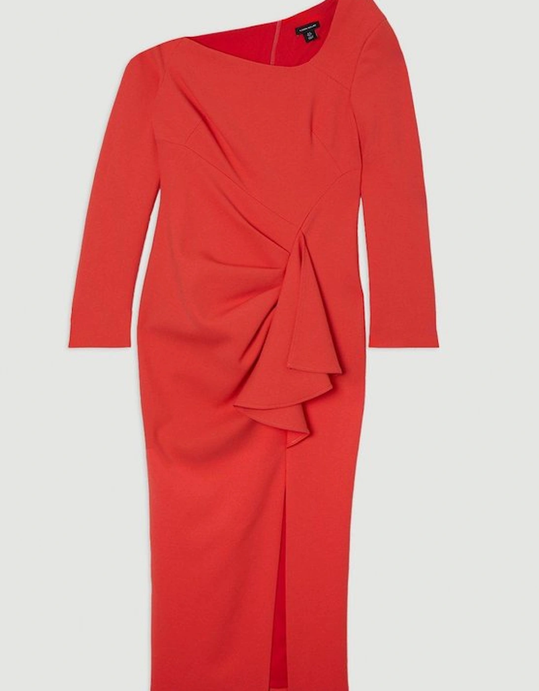 Compact Stretch Asymmetric Neckline Draped Midi Dress