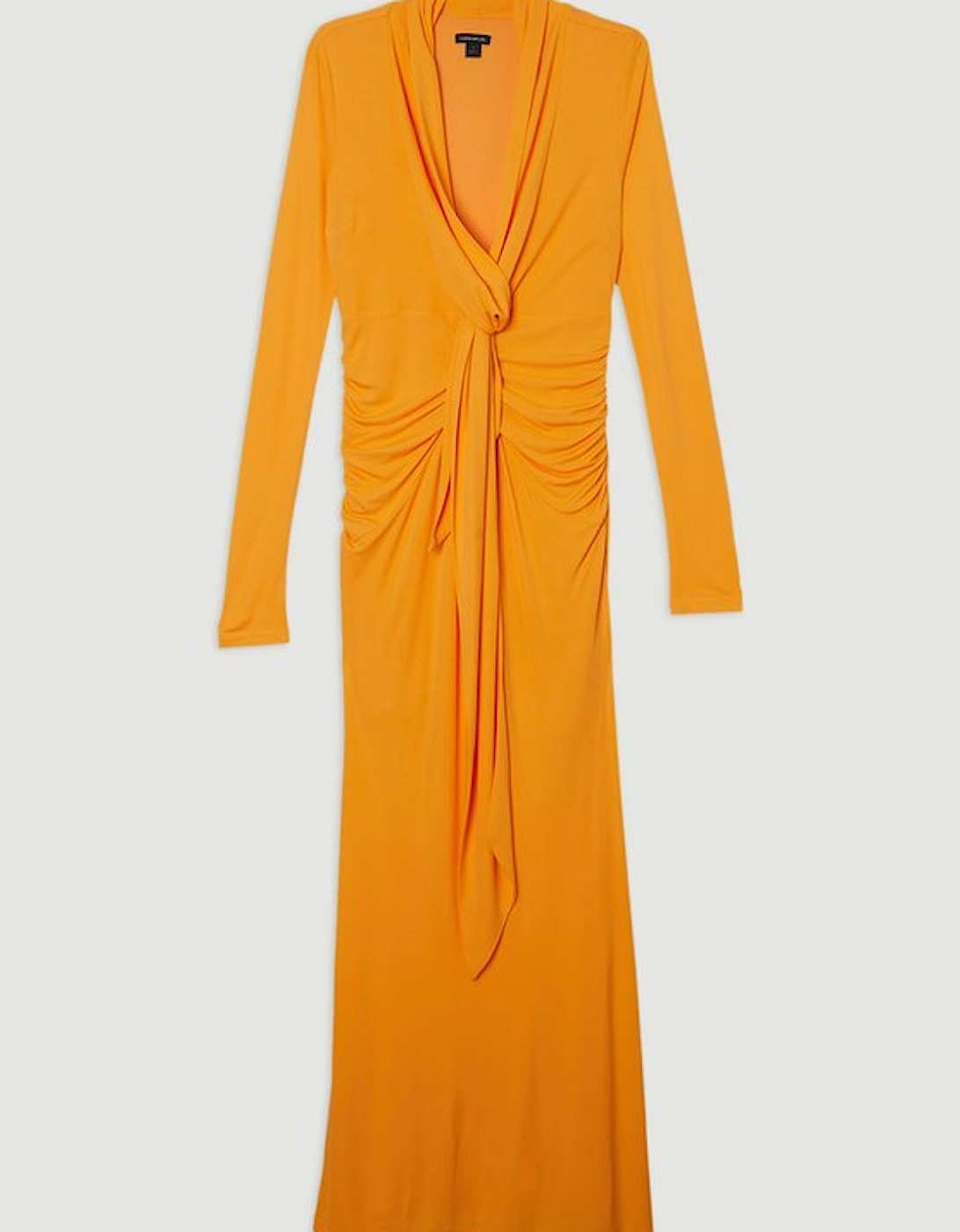 Premium Stretch Crepe Jersey Plunge Neck  Maxi Dress