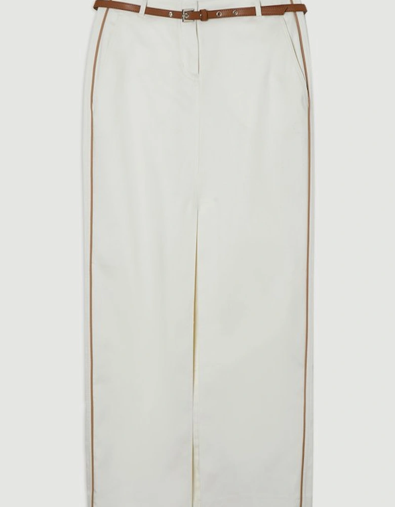Archive Collection - Tailored Denim Belted Pocket Detail Maxi Skirt