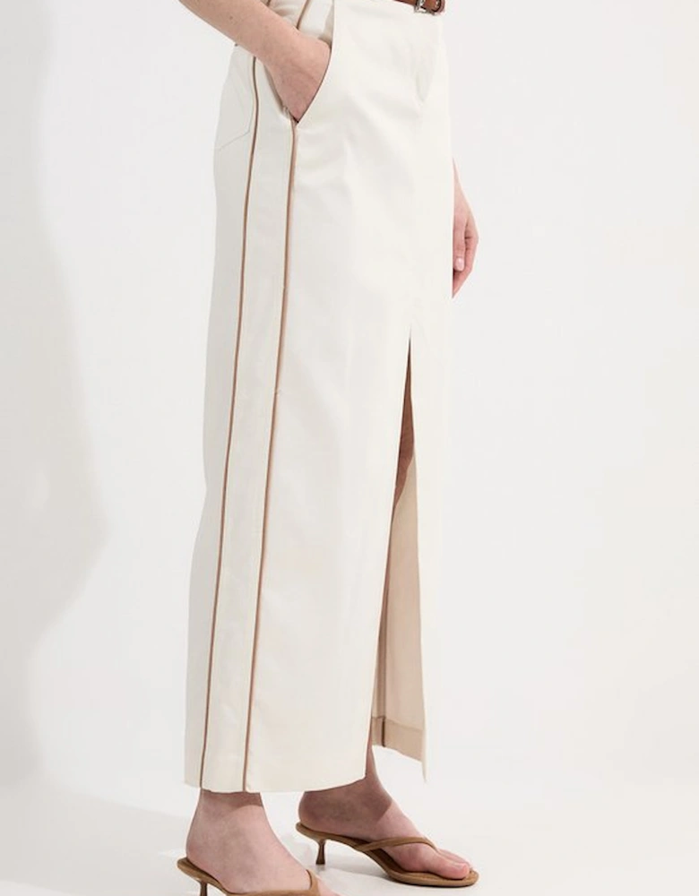 Archive Collection - Tailored Denim Belted Pocket Detail Maxi Skirt