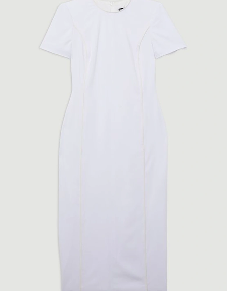 Tailored Contrast Tipped Stitch Detail Midi Dress
