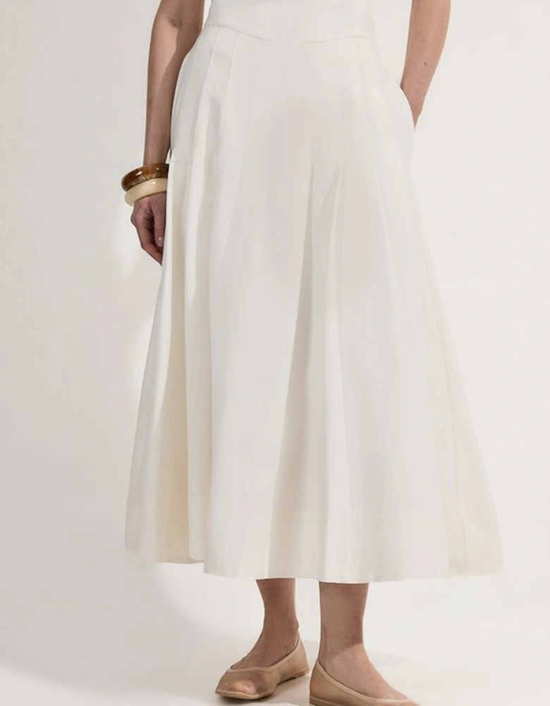Viscose Linen Tailored Full Skirted Midaxi Skirt