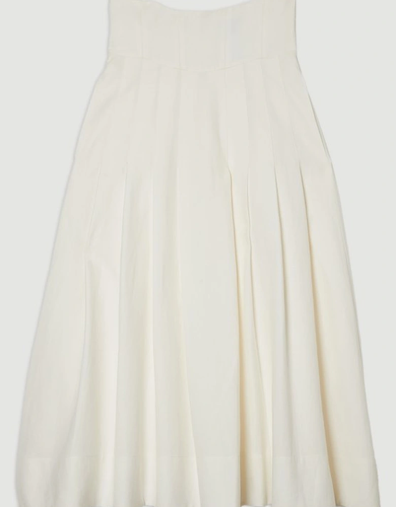 Viscose Linen Tailored Full Skirted Midaxi Skirt