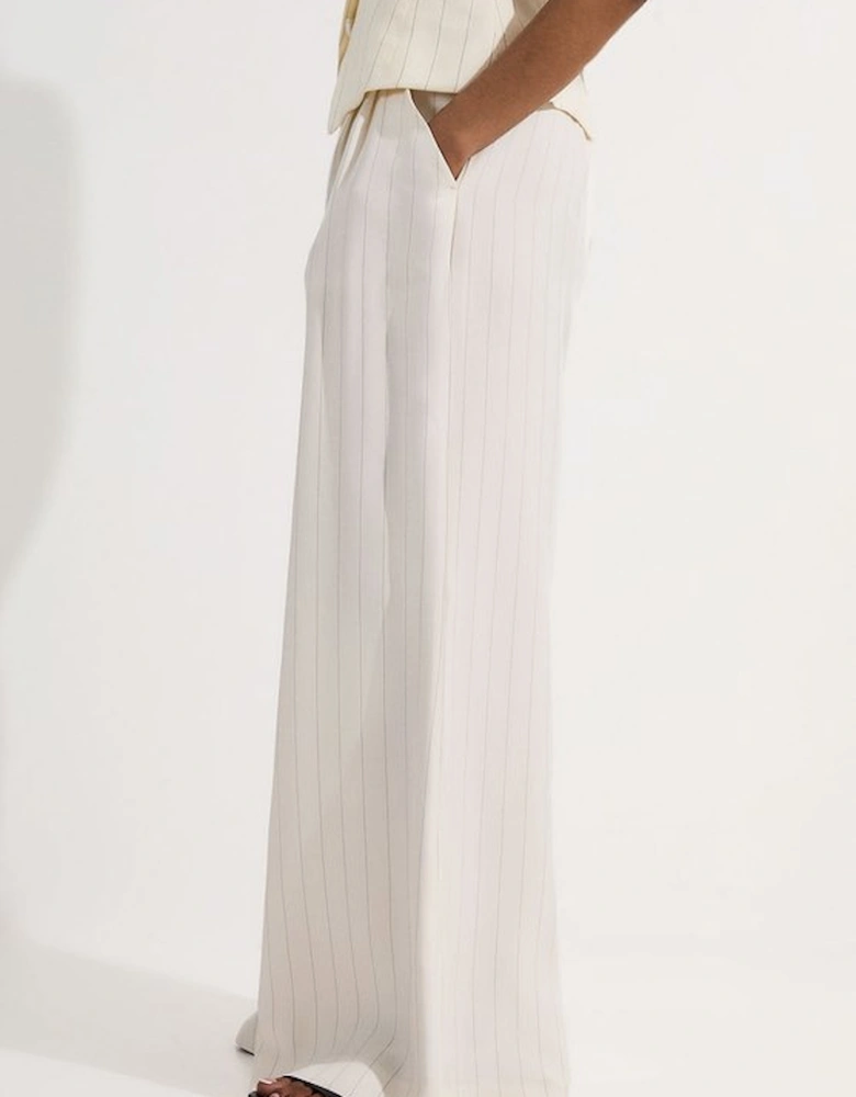 Pinstripe Corseted Tailored Wide Leg Trouser