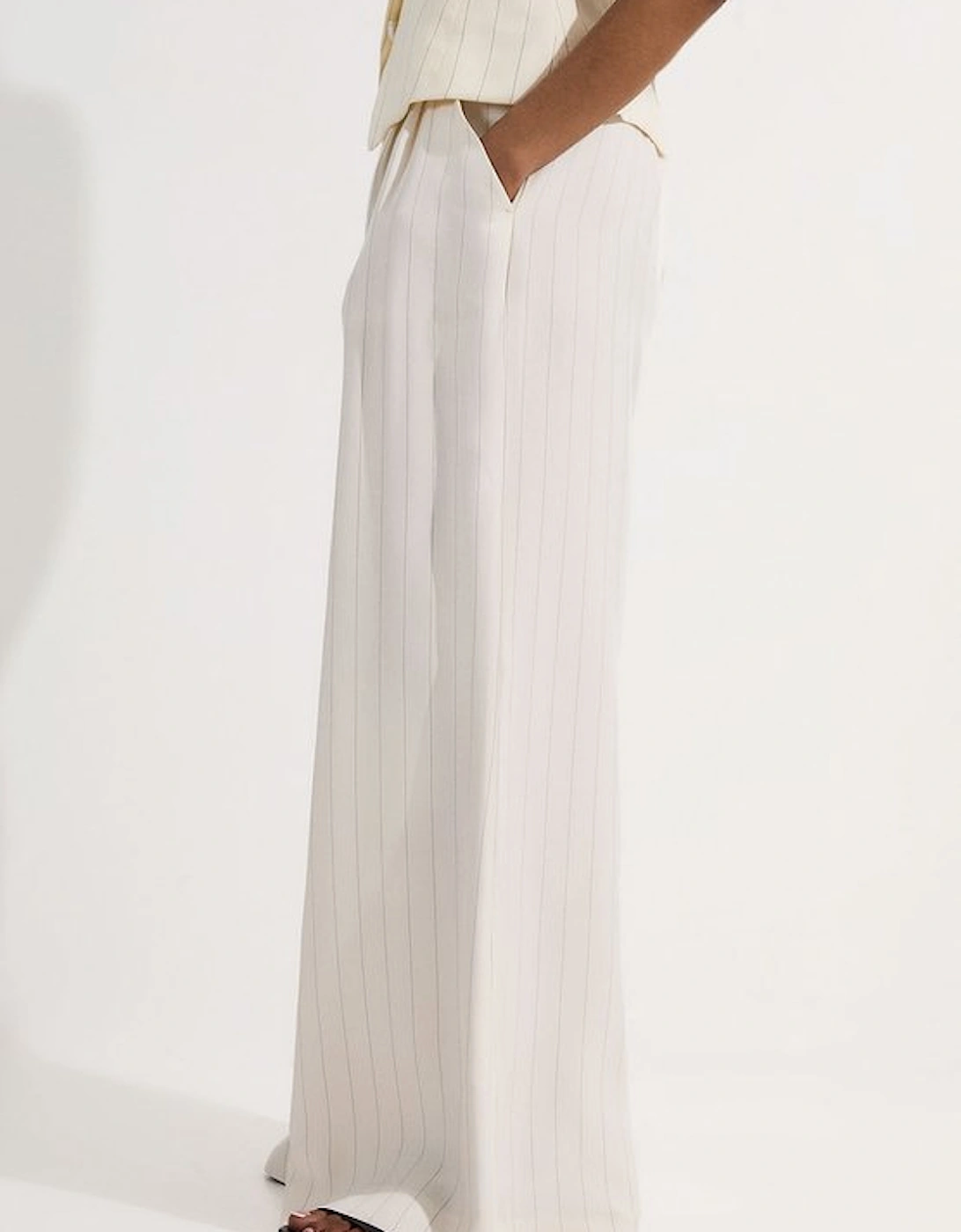 Pinstripe Corseted Tailored Wide Leg Trouser, 5 of 4