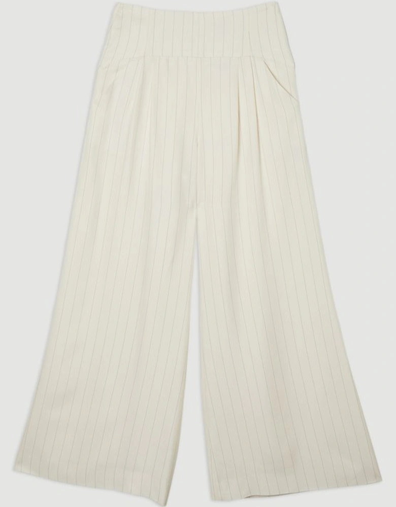 Pinstripe Corseted Tailored Wide Leg Trouser