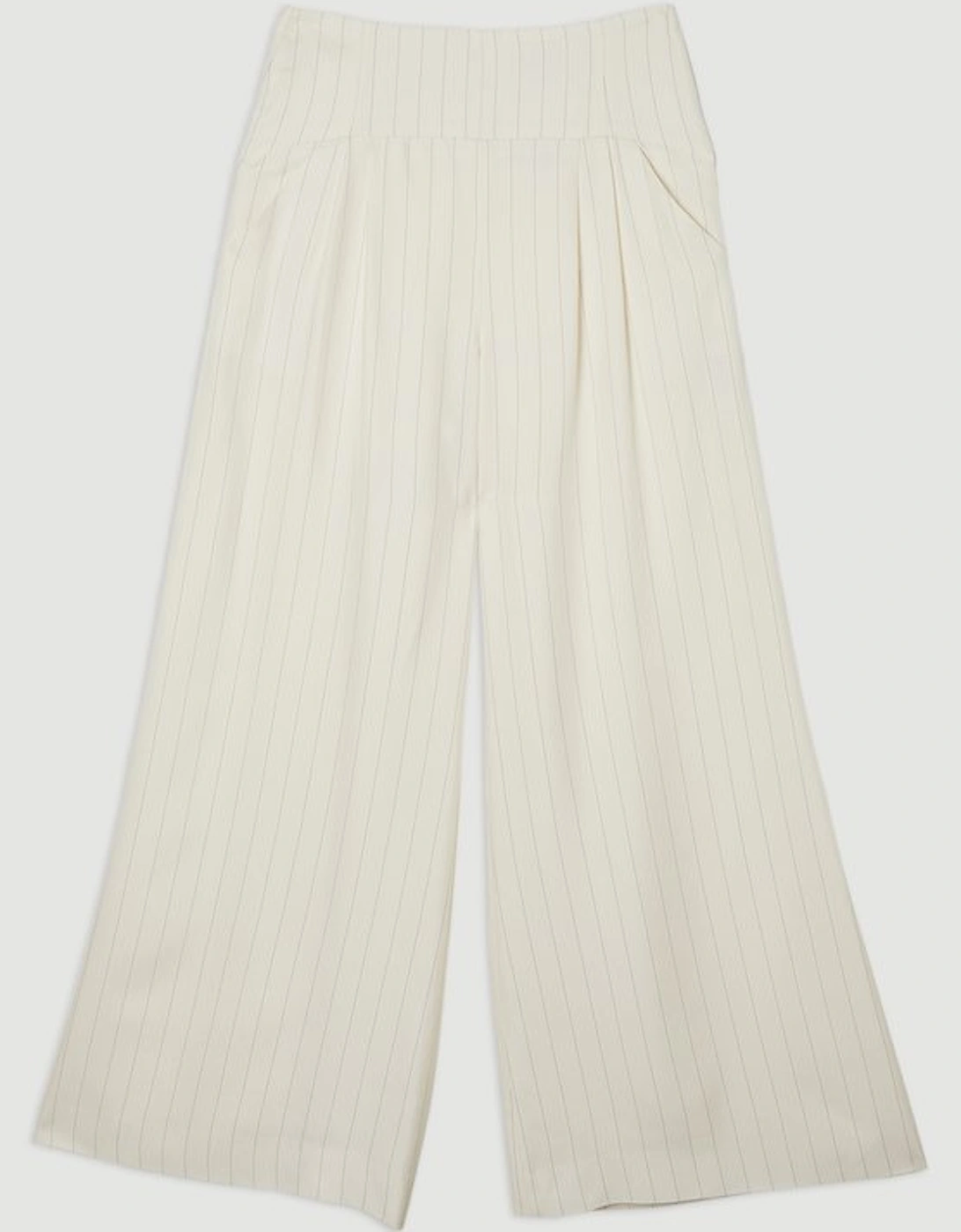Pinstripe Corseted Tailored Wide Leg Trouser
