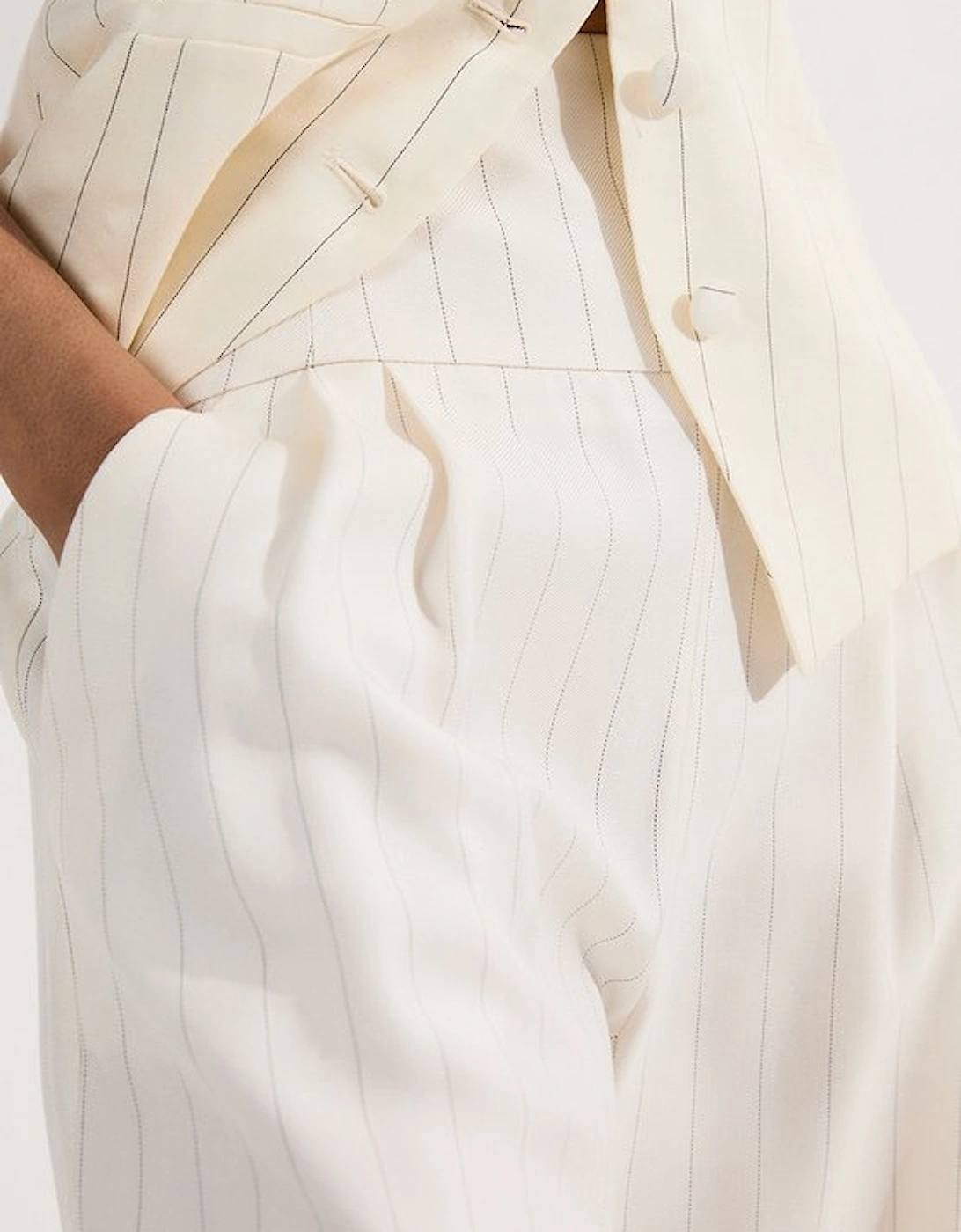 Pinstripe Corseted Tailored Wide Leg Trouser