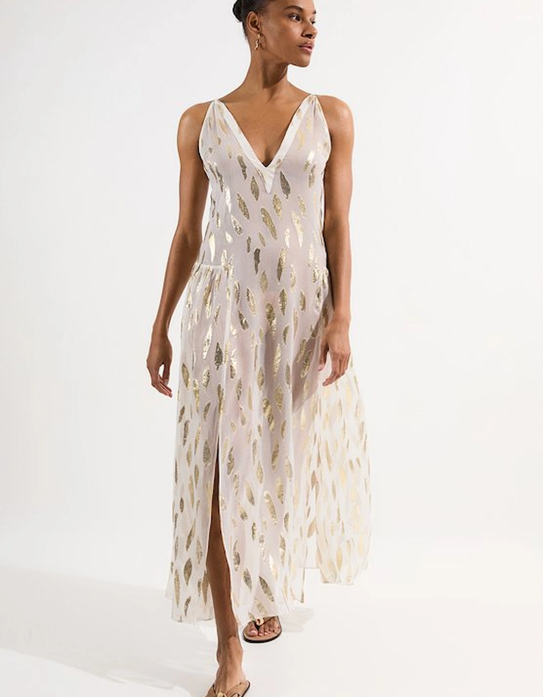 Beach Metallic Thread Strappy Maxi Dress, 2 of 1