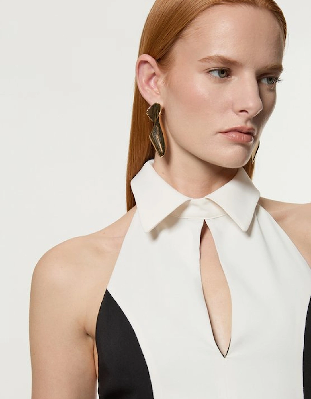 Petite Contrast Detail Full Skirt Tailored Midi Dress