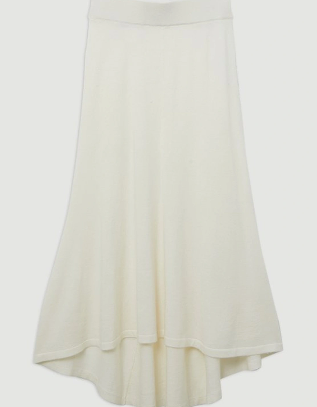 Wool Blend Knit High Low Midi Skirt Wool