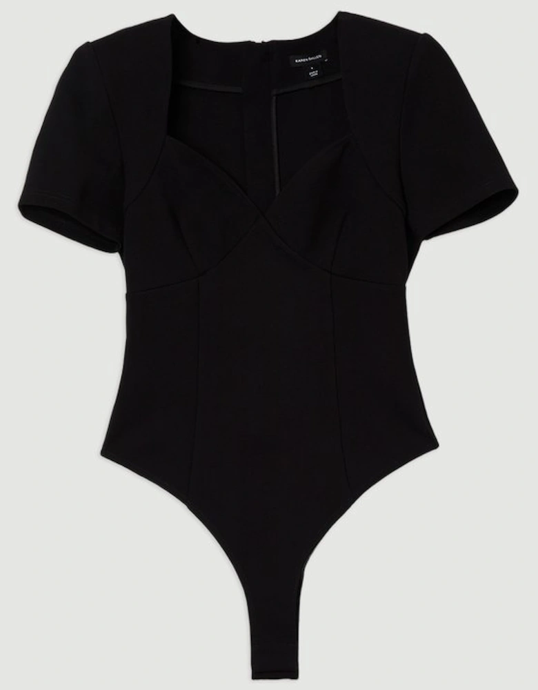 Ponte Short Sleeve Sweetheart Neckline Bodysuit