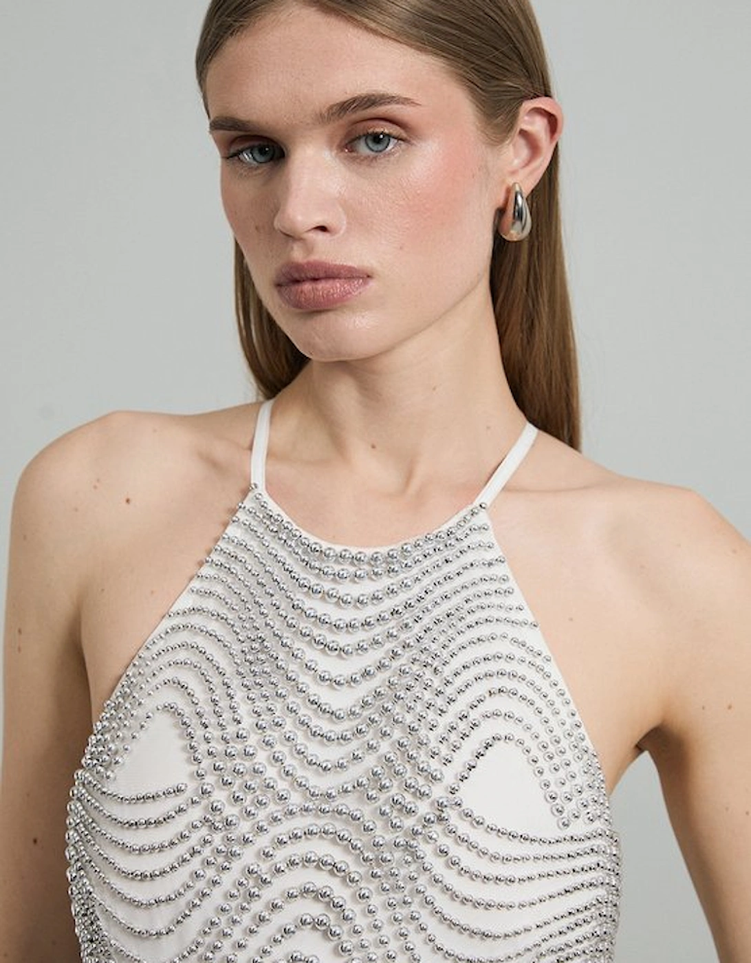 Embellished Geo Halter Woven Jumpsuit