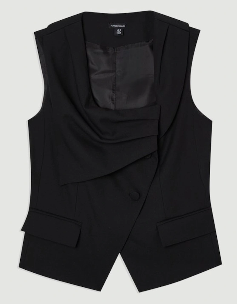 Tailored Drape Detail Sleeveless Jacket