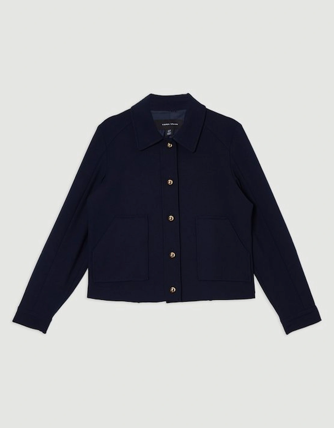 Compact Stretch Button Front Tailored Jacket