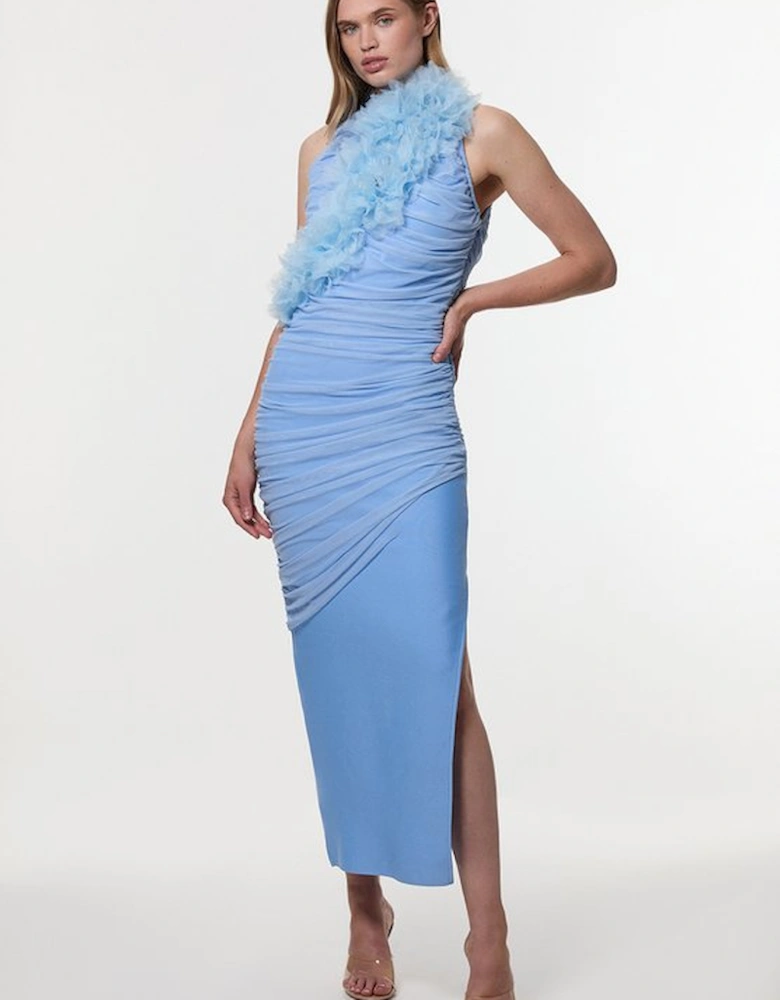 Gathered Fabric Bandage Knitted Maxi Dress