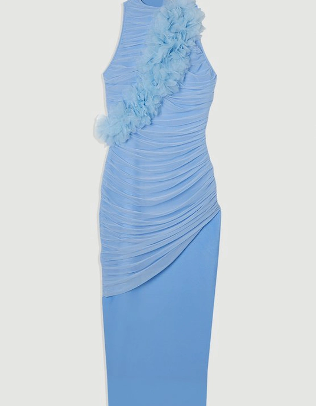 Gathered Fabric Bandage Knitted Maxi Dress