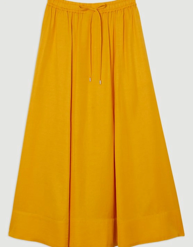 Premium Viscose Linen Tie Waist Woven Skirt