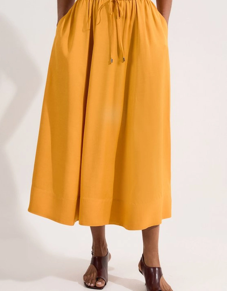 Premium Viscose Linen Tie Waist Woven Skirt