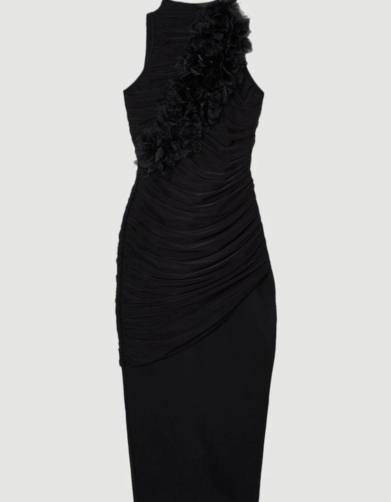 Plus Size Gathered Fabric Bandage Knitted Maxi Dress