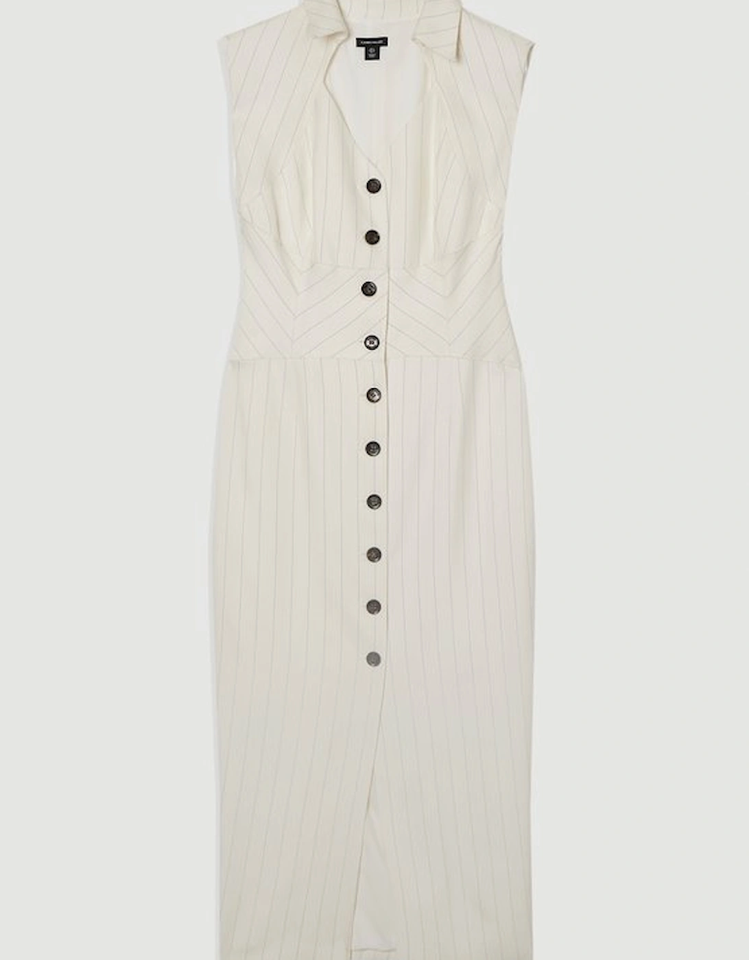 Pinstripe Corseted Tailored Pencil Midi Dress