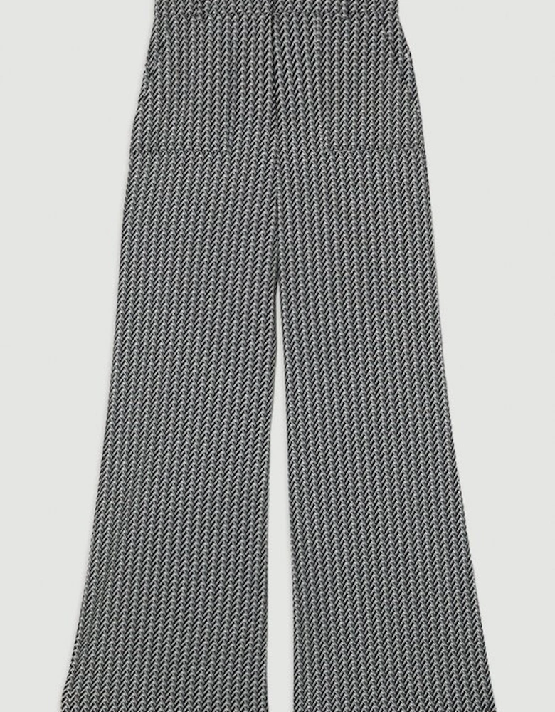 Jacquard Tailored Wide Leg Trouser