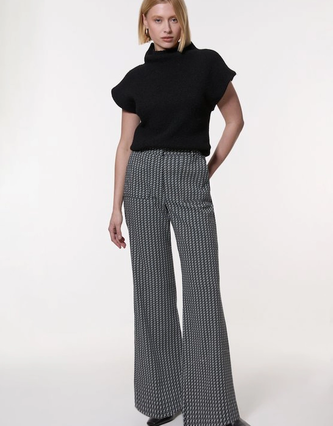 Jacquard Tailored Wide Leg Trouser, 5 of 4