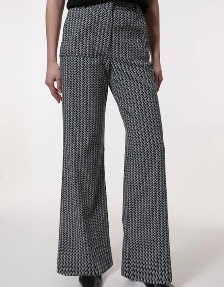 Jacquard Tailored Wide Leg Trouser