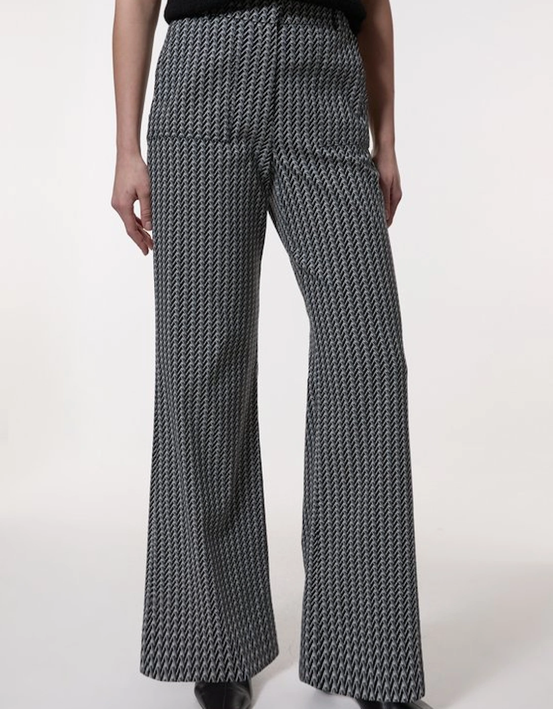 Jacquard Tailored Wide Leg Trouser