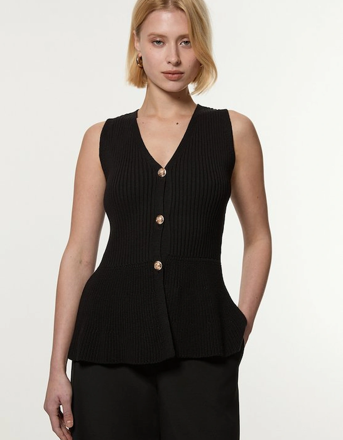 Ribbed Cotton Knitted Waistcoat, 5 of 4