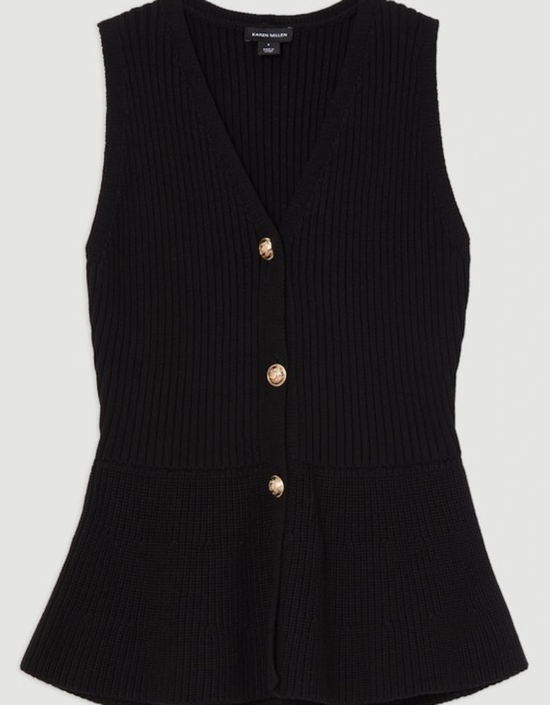 Ribbed Cotton Knitted Waistcoat