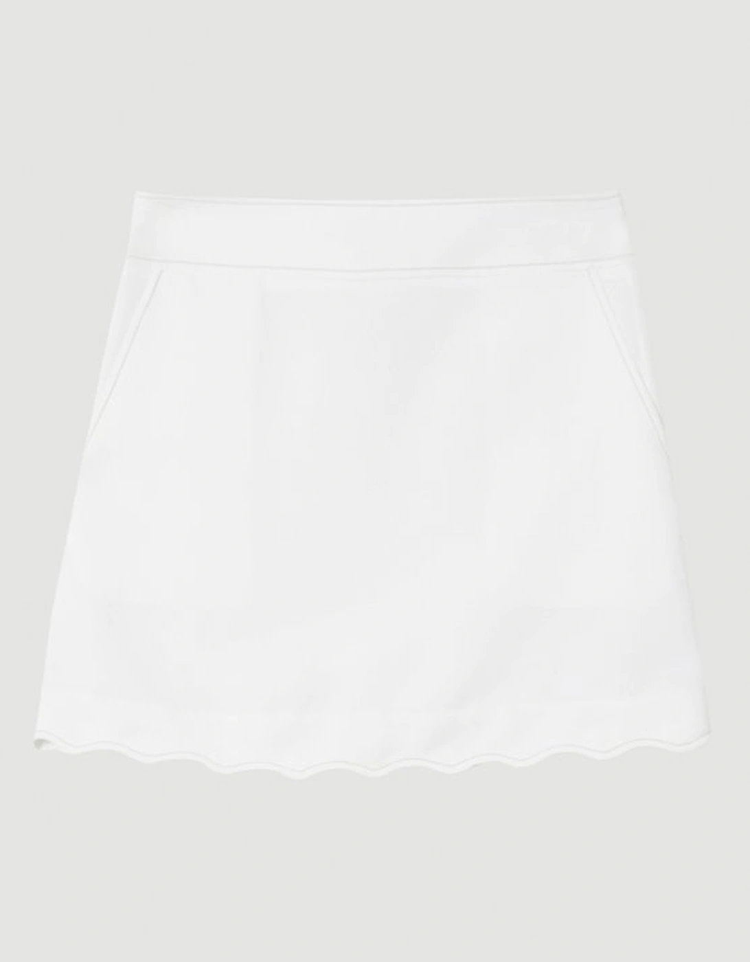 Scallop Trim Twill Woven Crepe Skirt