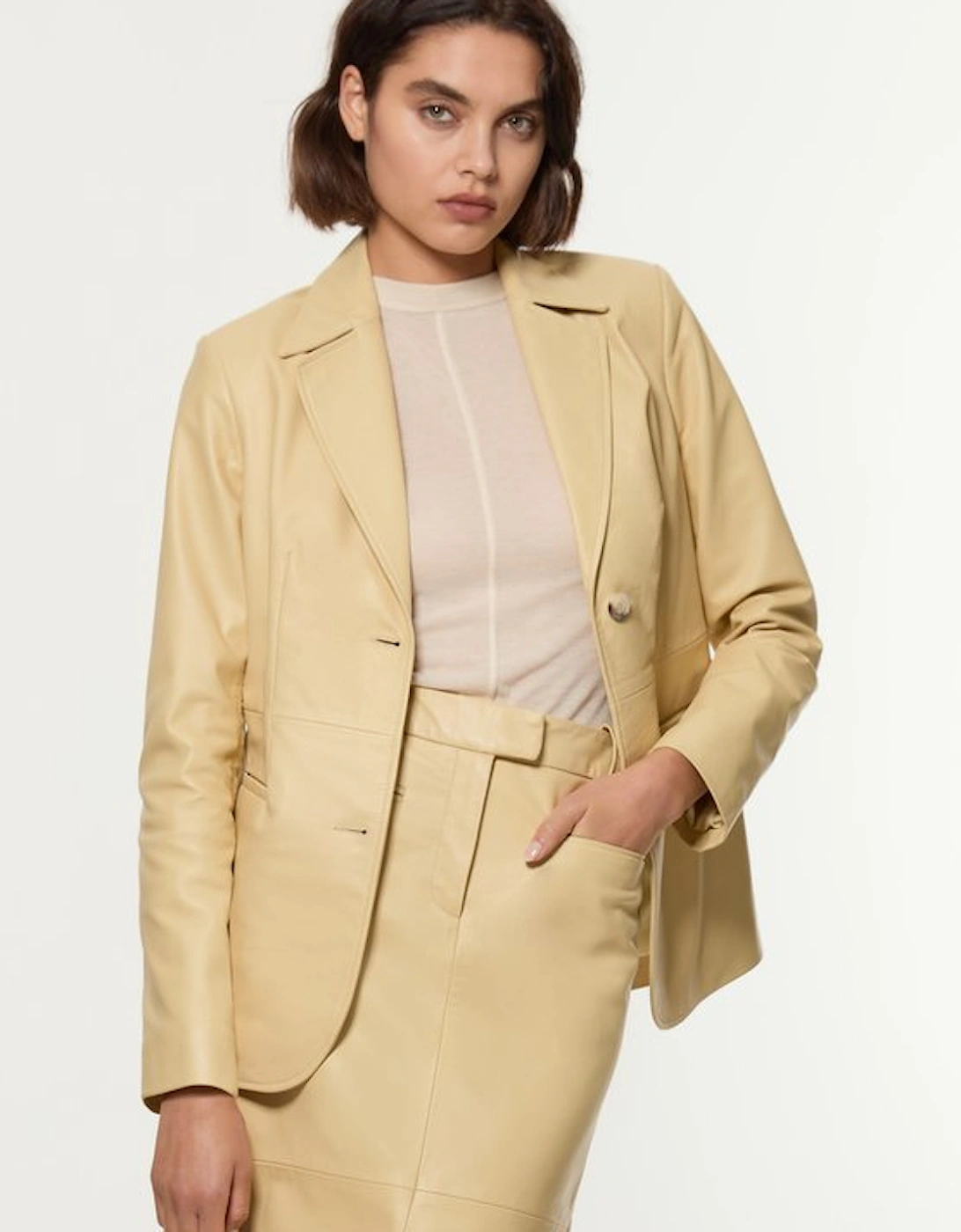 Leather Tailored Single Breasted Blazer, 5 of 4