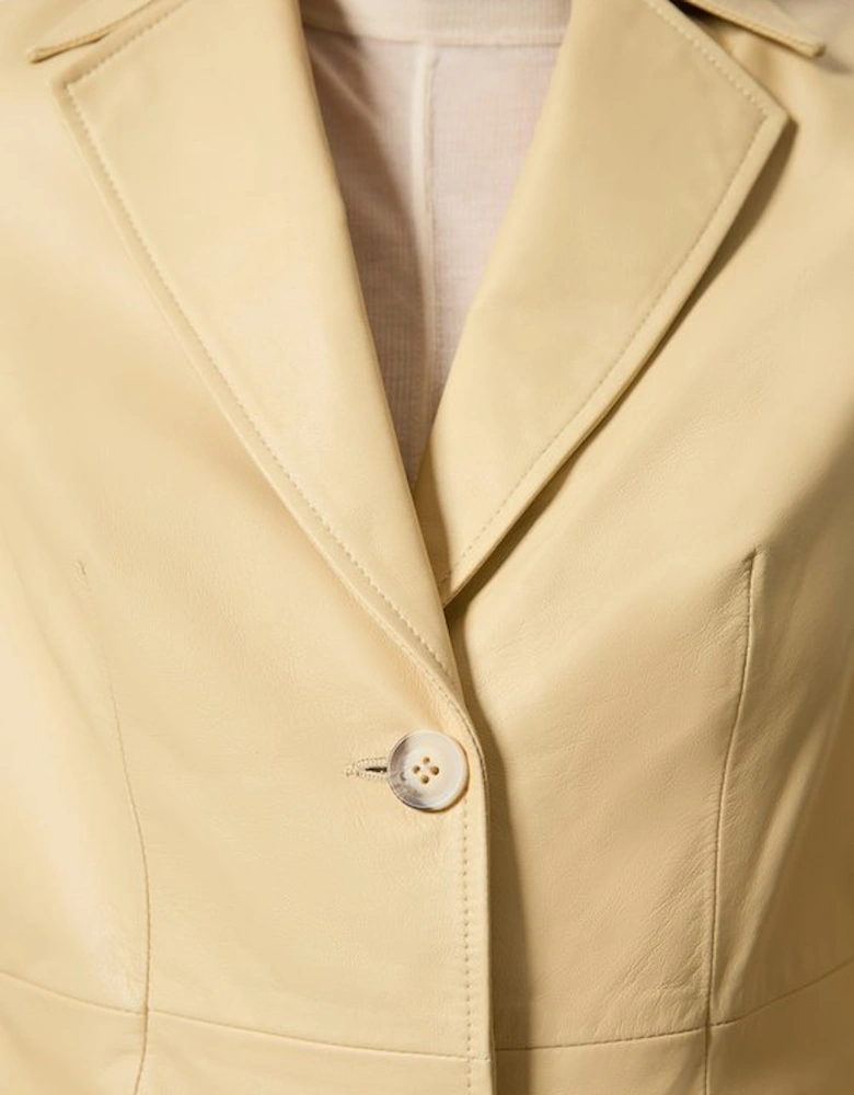 Leather Tailored Single Breasted Blazer