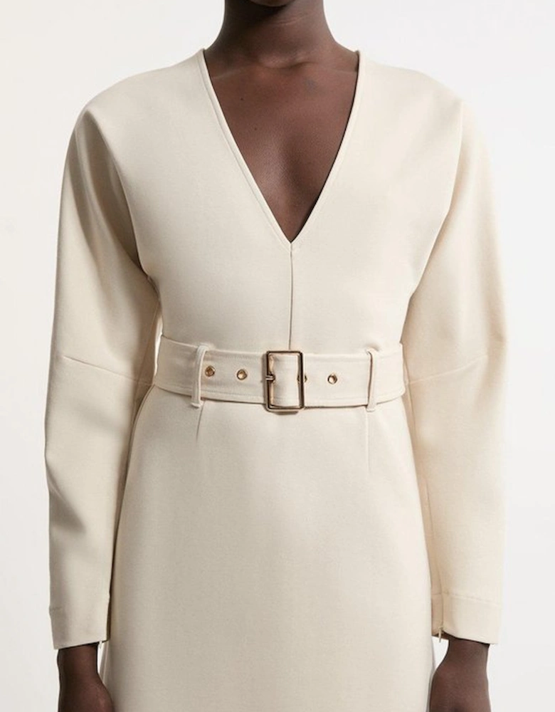 Ponte Belted Maxi Dress