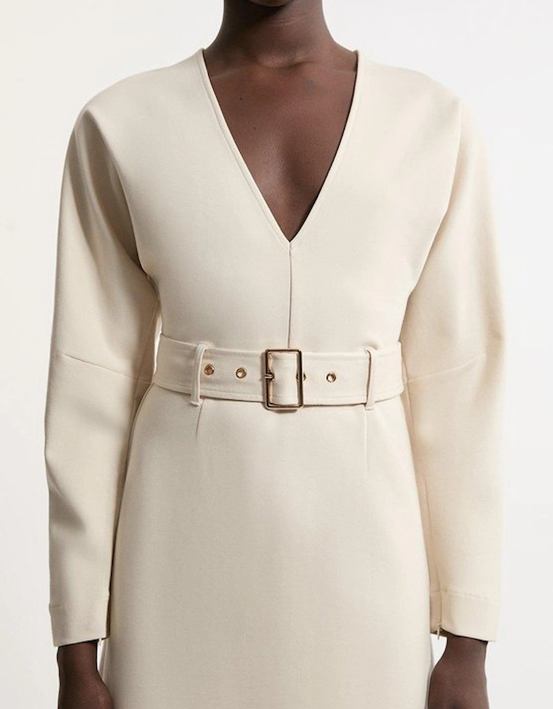 Ponte Belted Maxi Dress