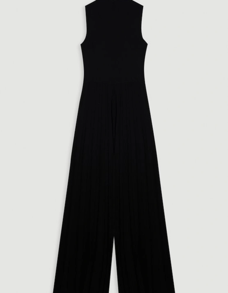 Soft Tailored Halter Neck Pleated Jumpsuit