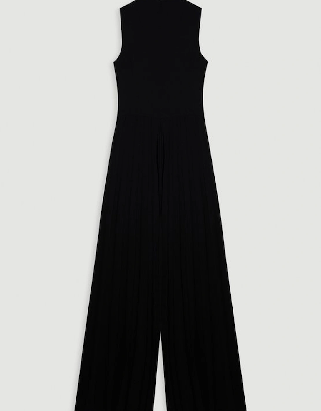 Soft Tailored Halter Neck Pleated Jumpsuit