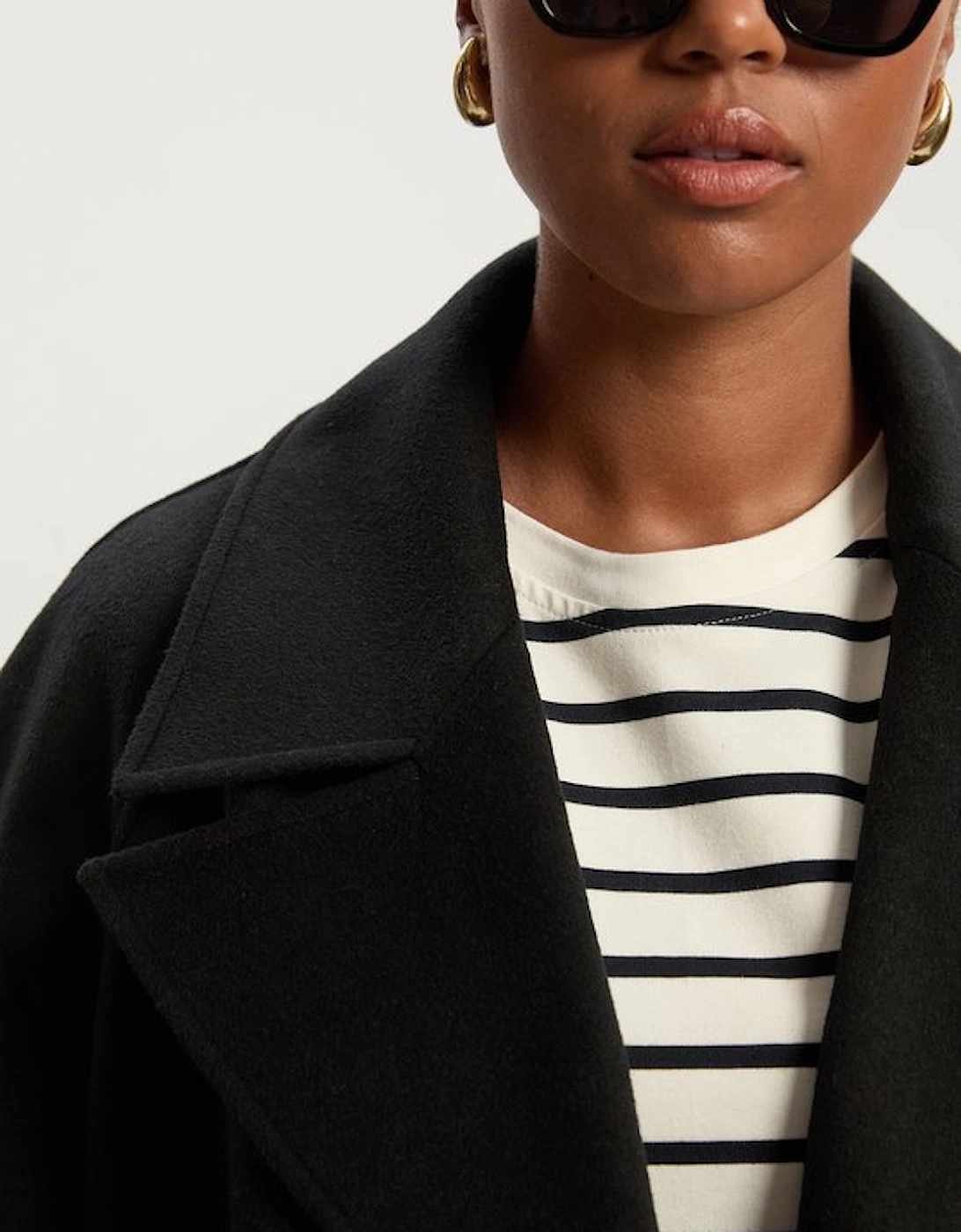 Plus Size Tailored Brushed Wool Double Breasted Short Pea Coat