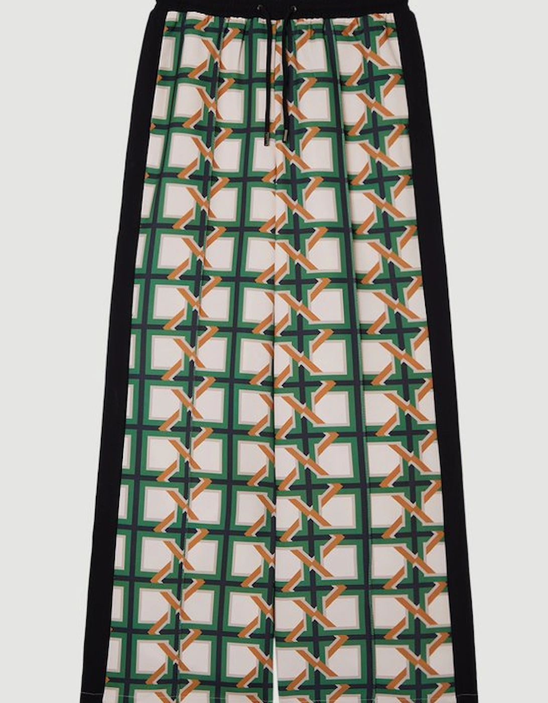 Twill Tie Border Print Woven Tie Waist Trouser