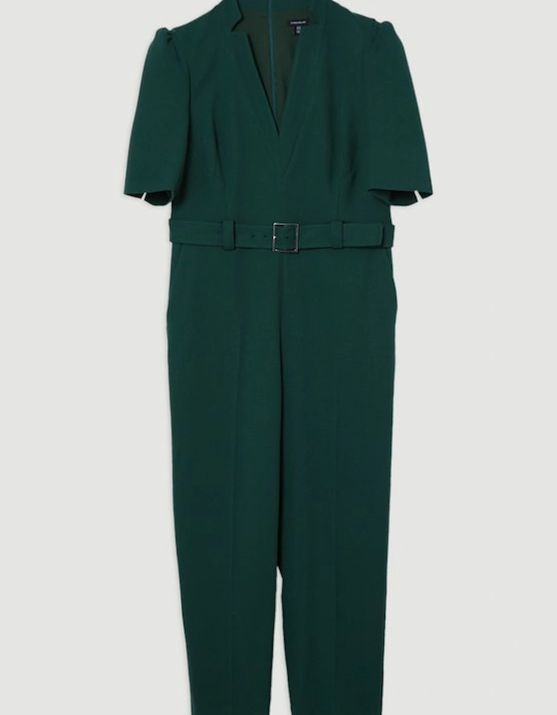 Plus Size Structured Crepe Forever Belted Jumpsuit
