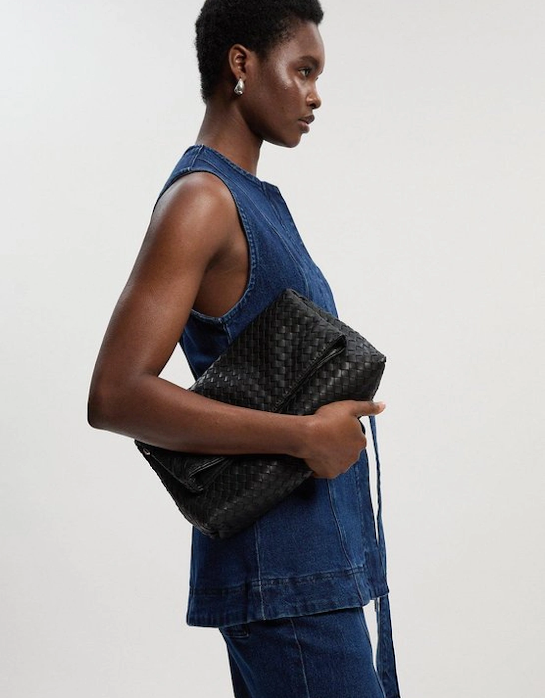 Denim Sleeveless Belted Jacket