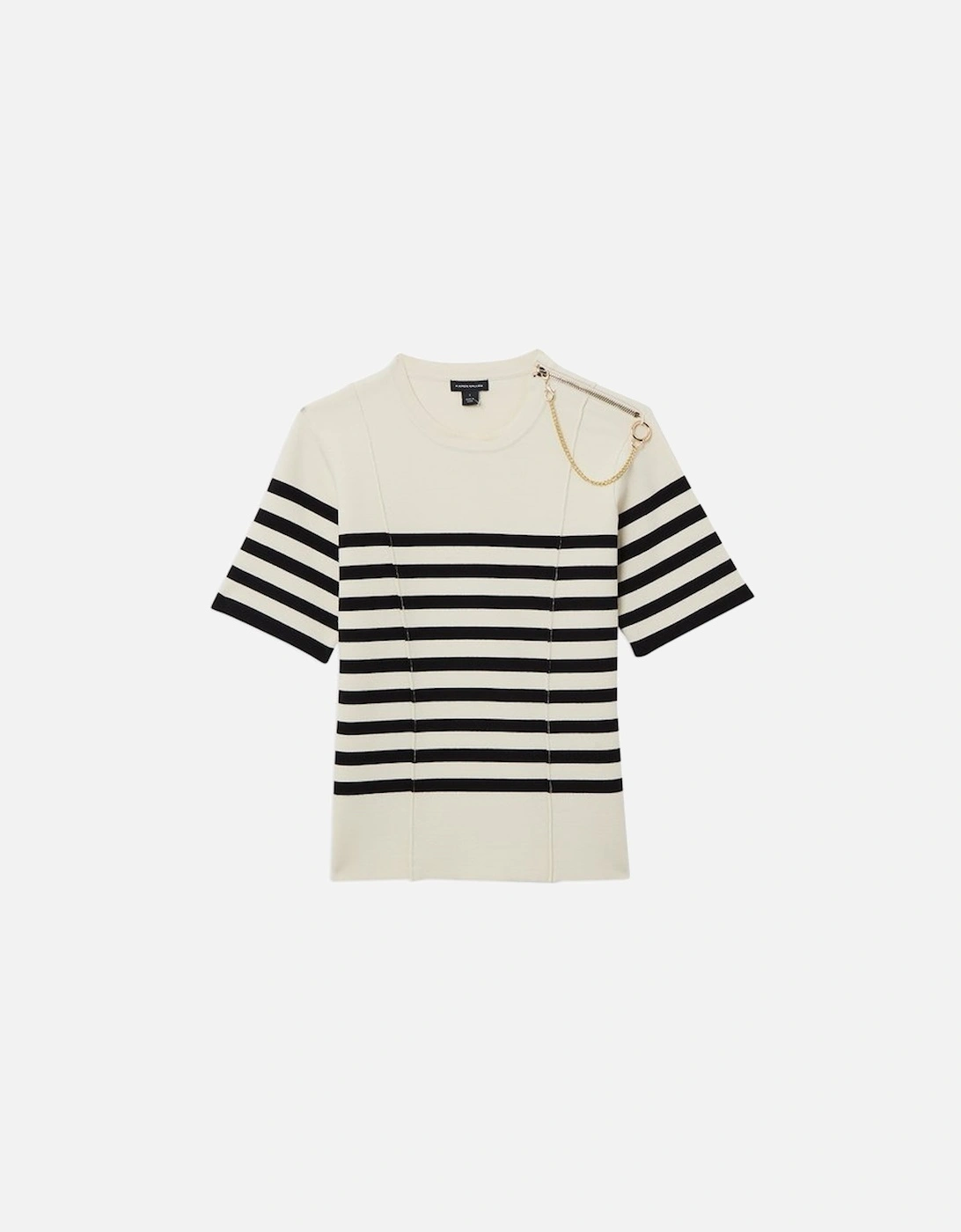 Milano Knit Stripe Chain Detail Top